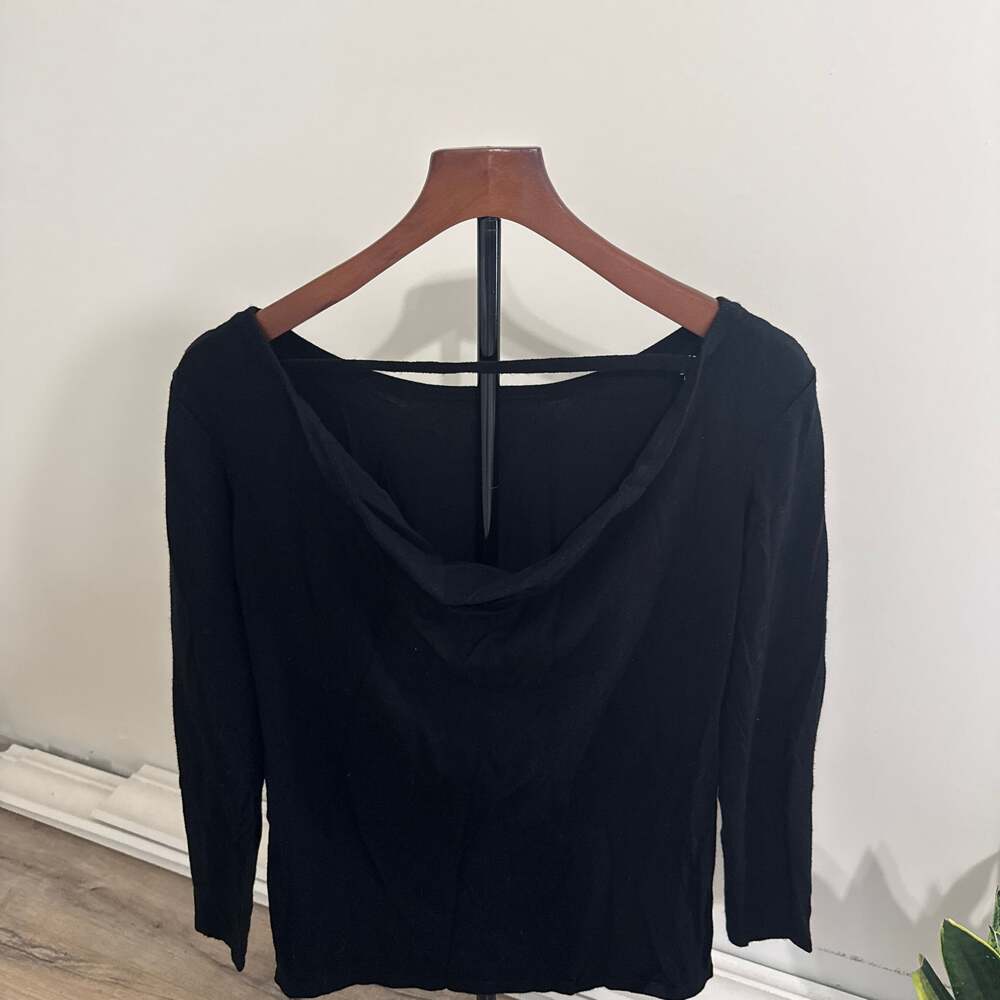 Fablectics Soft Touch Draped Cowl Back Long Sleeve Top in Black